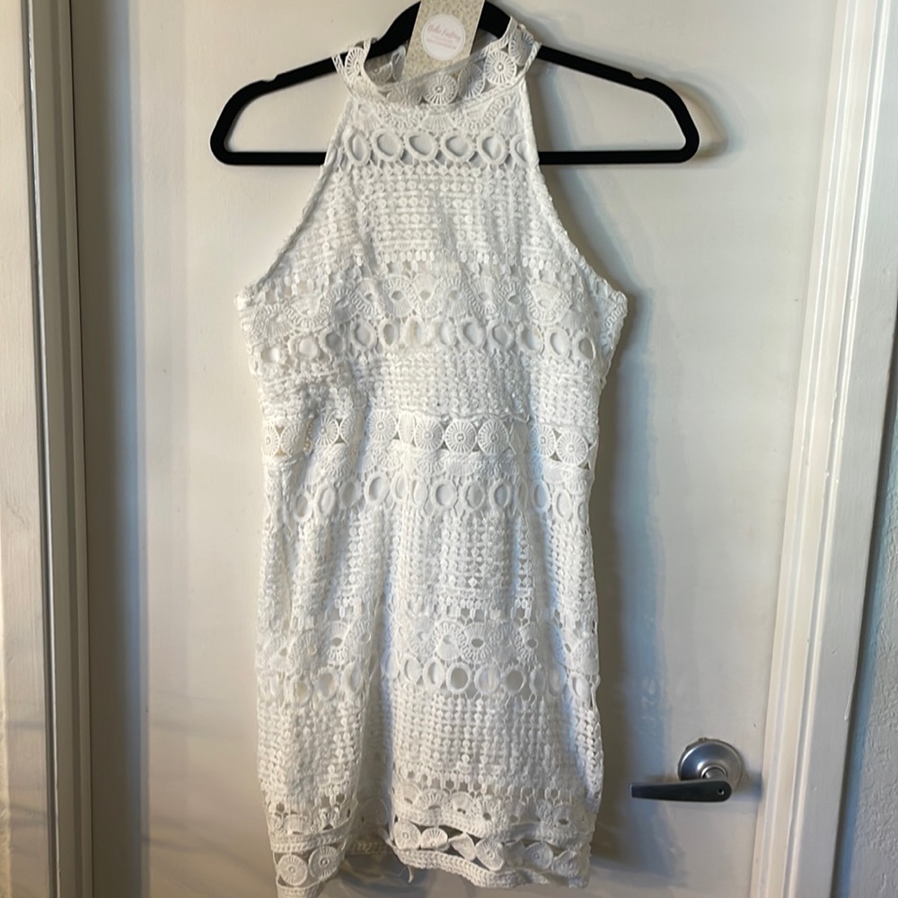 White lace cutout minidress
